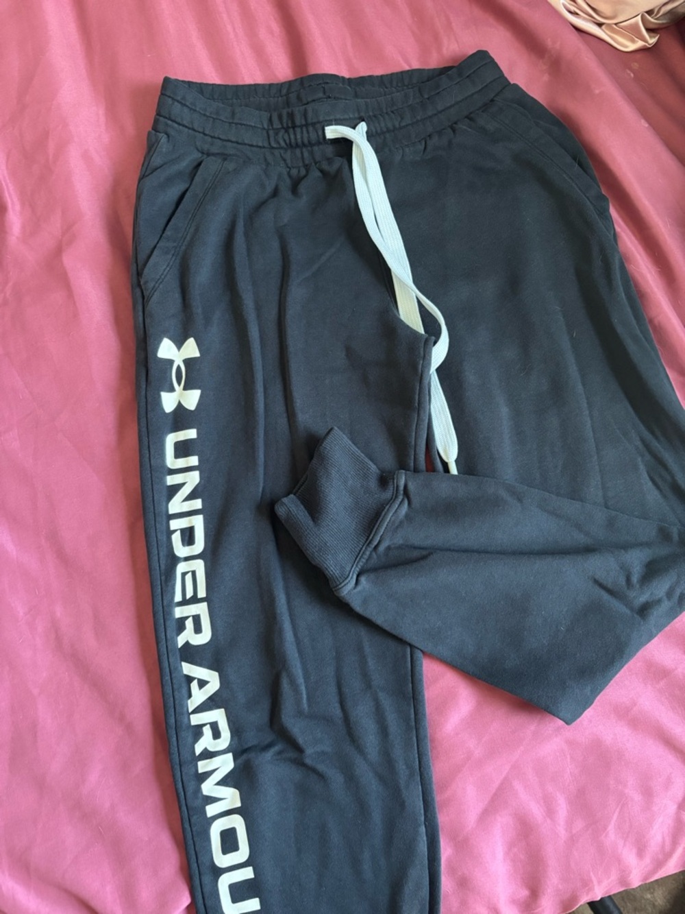 Under Armour Black Jogger Pants with White Side Logo